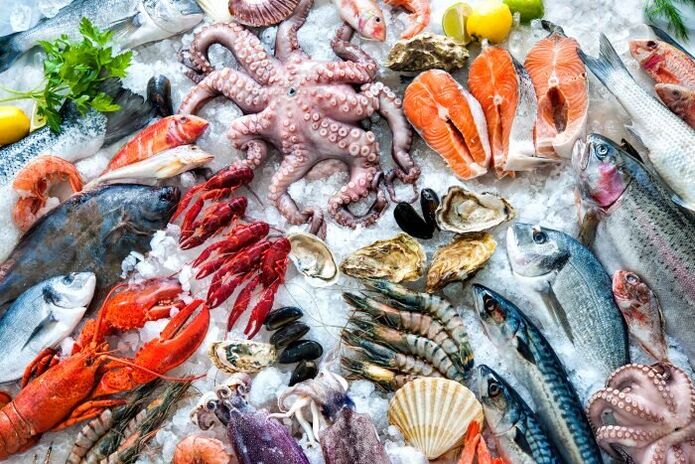 Assortment of seafood in a man's diet for testosterone production